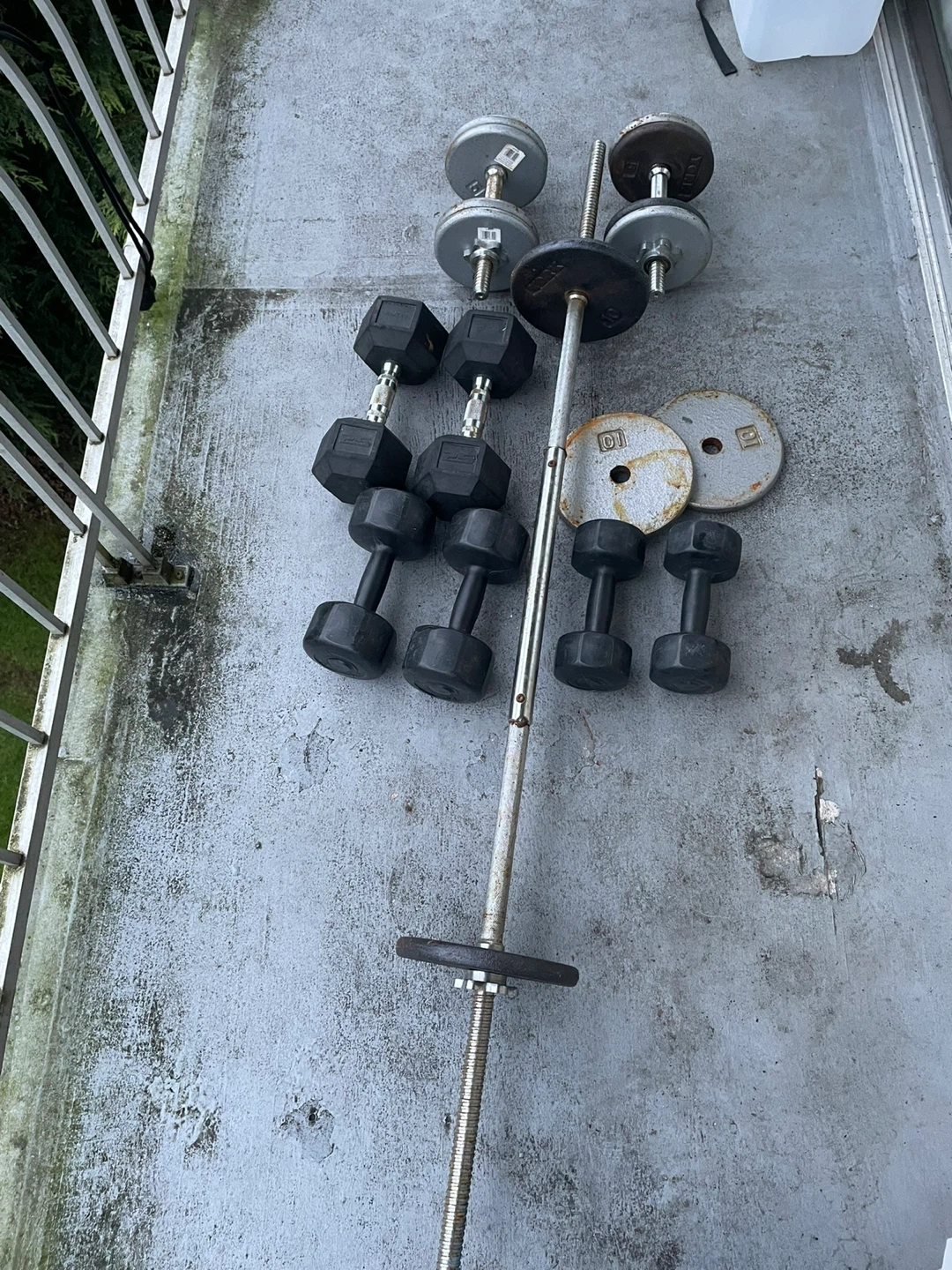 Assorted Dumbbells and Barbell Set