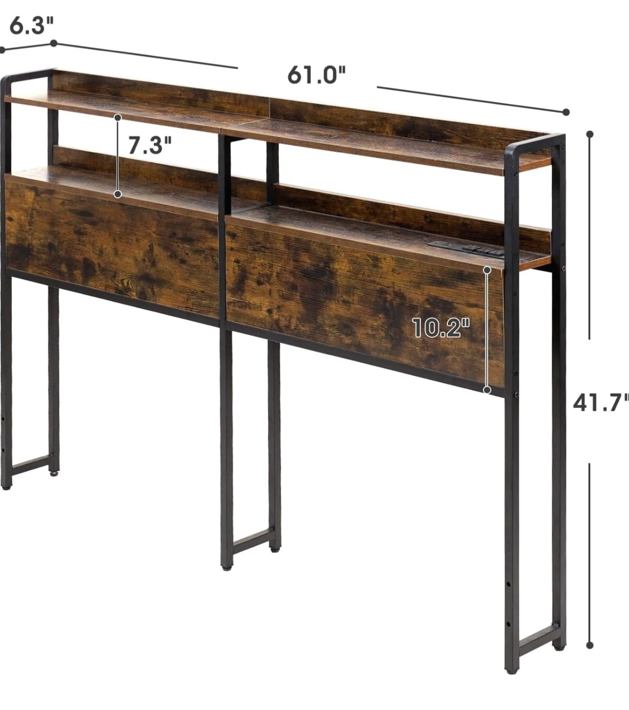Queen Headboard with Storage, Built-in Outlets & USB Ports, LED - photo 3