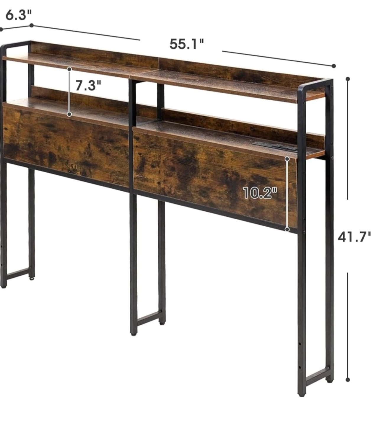 Full Headboard with Storage, Built-in Outlets & USB Ports, LED L