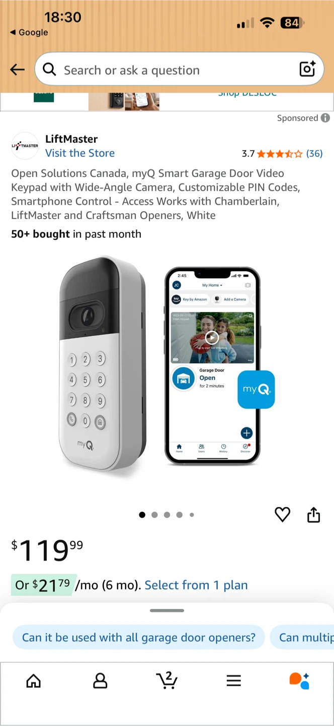 myQ Smart Garage Video Keypad