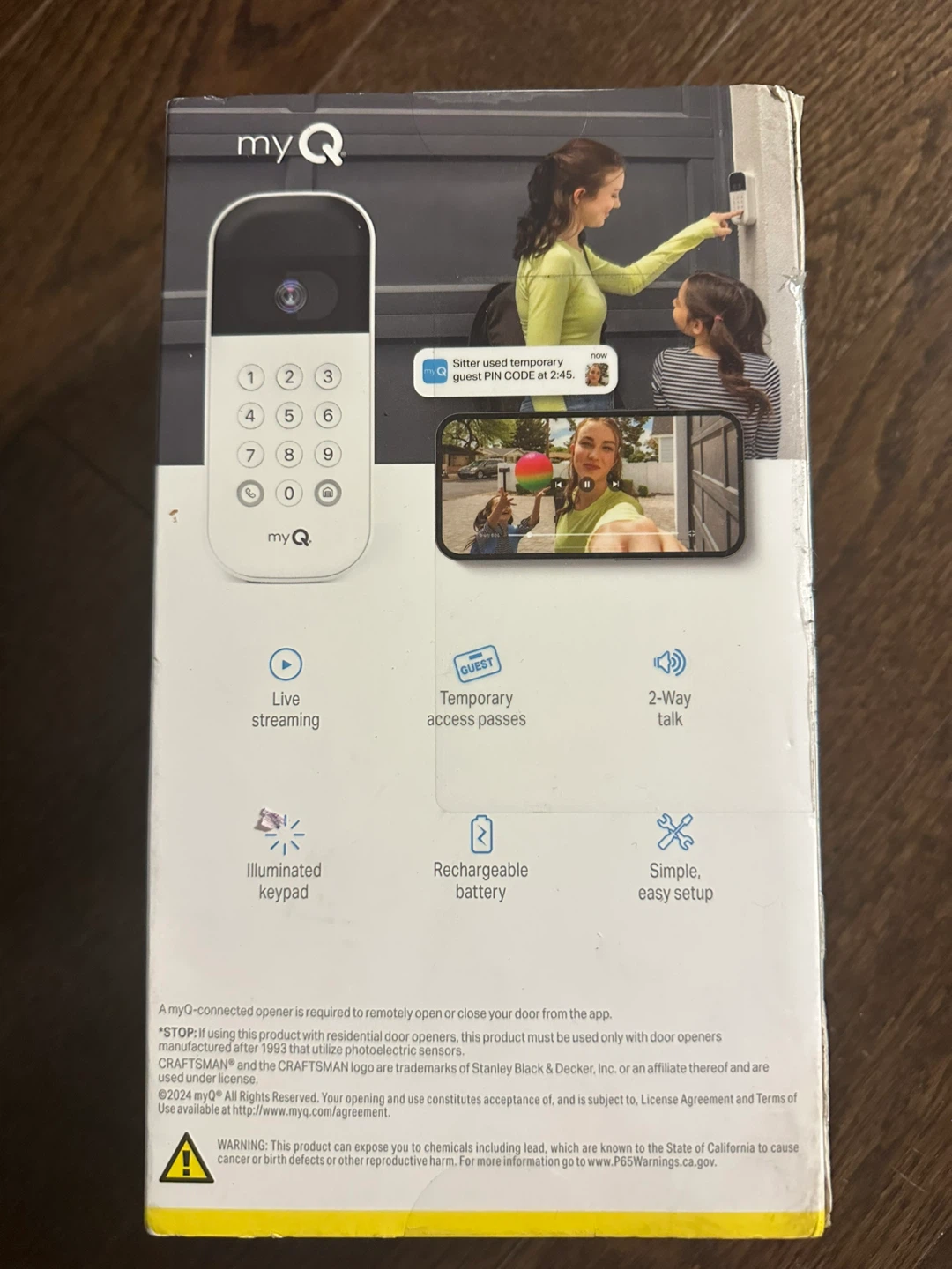 myQ Smart Garage Video Keypad - photo 3