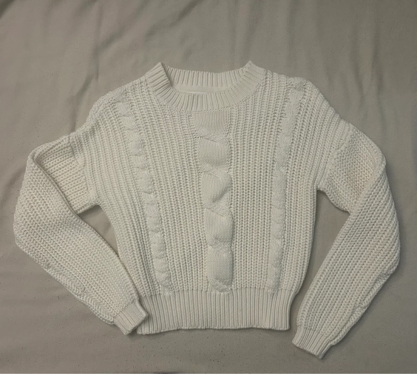 White Cable Knit Sweater