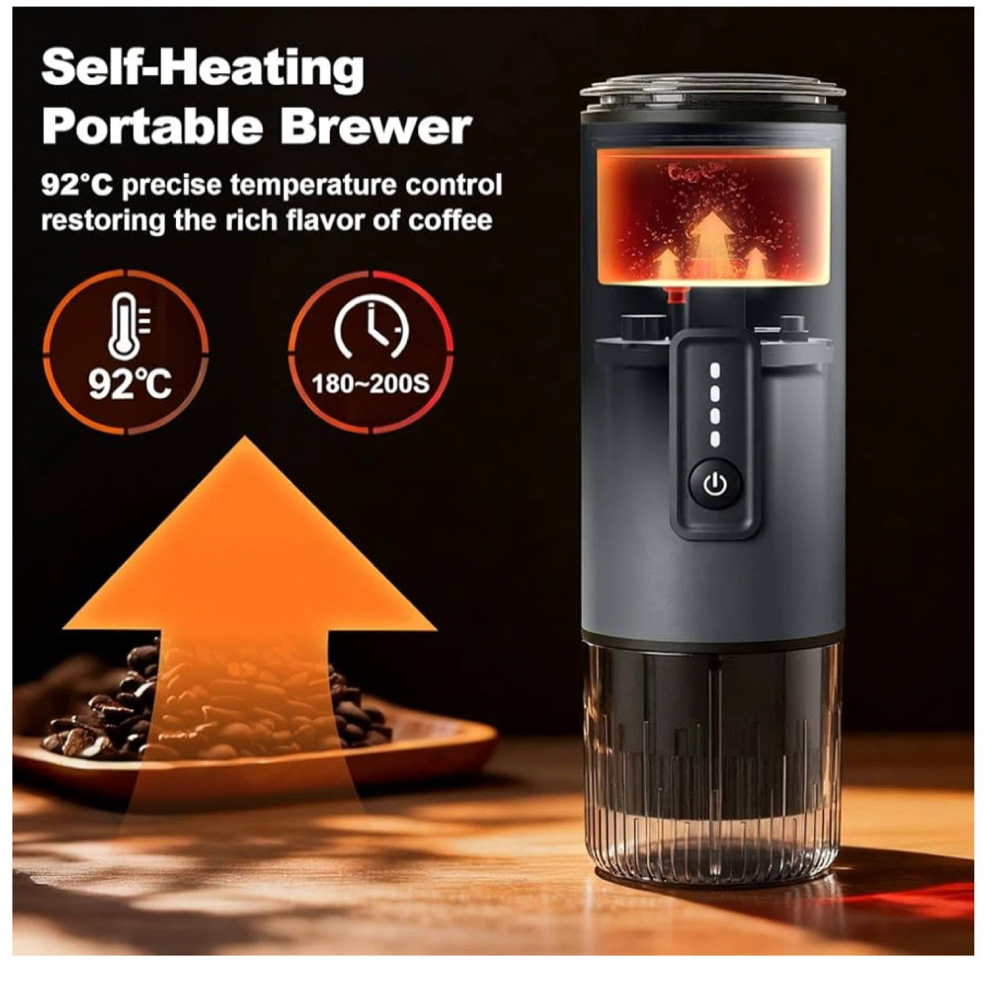 3-in-1 Self-Heating Portable Coffee Brewer with Travel Case - photo 2