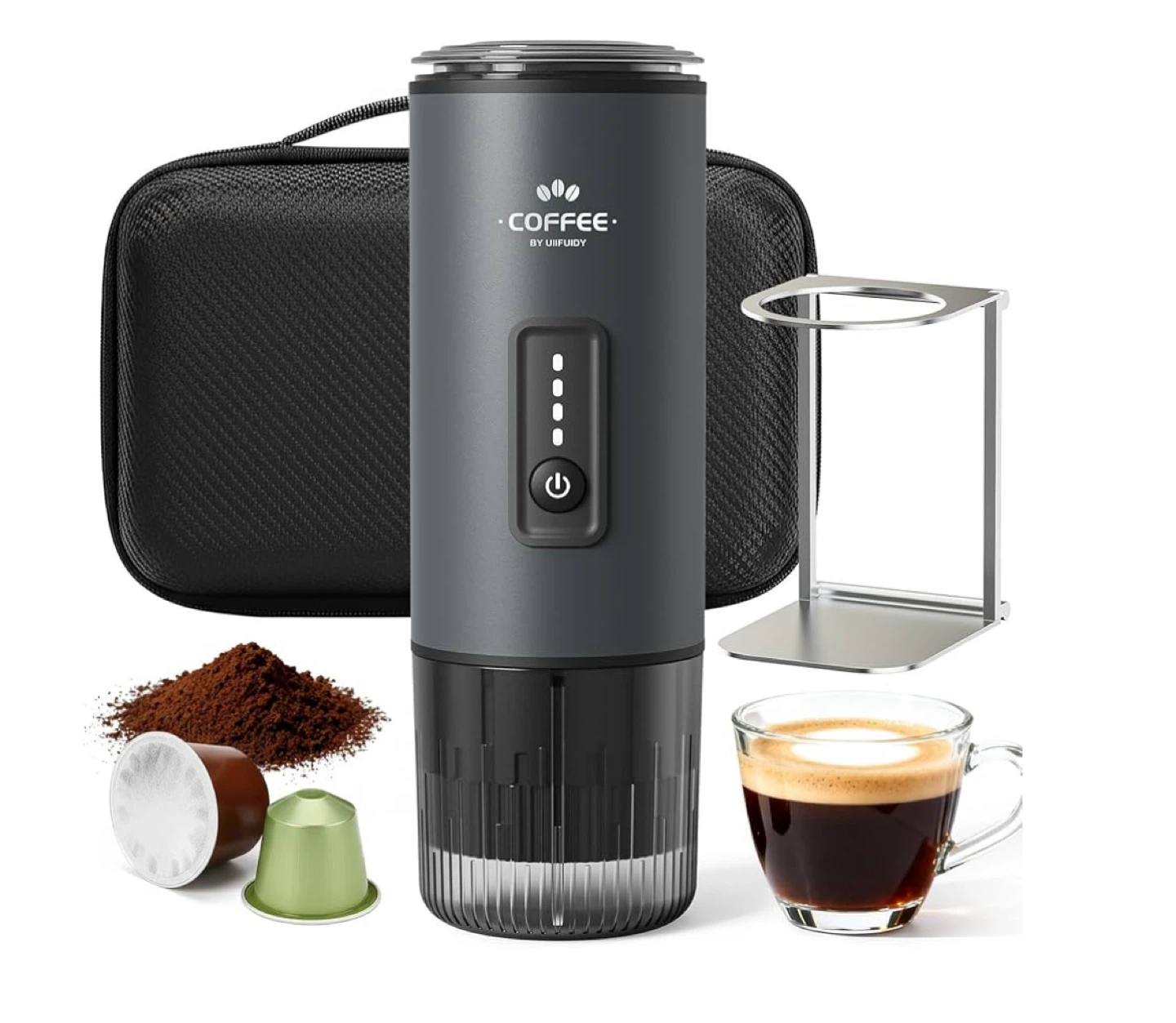 3-in-1 Self-Heating Portable Coffee Brewer with Travel Case