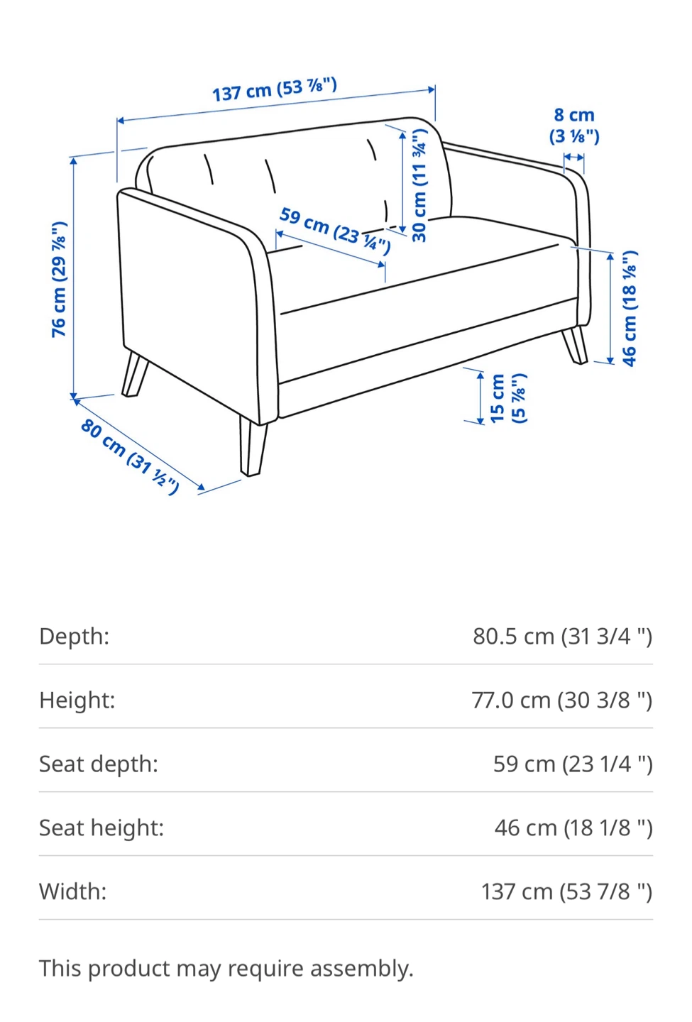 IKEA LINANÄS Loveseat, Vissle dark gray - photo 5
