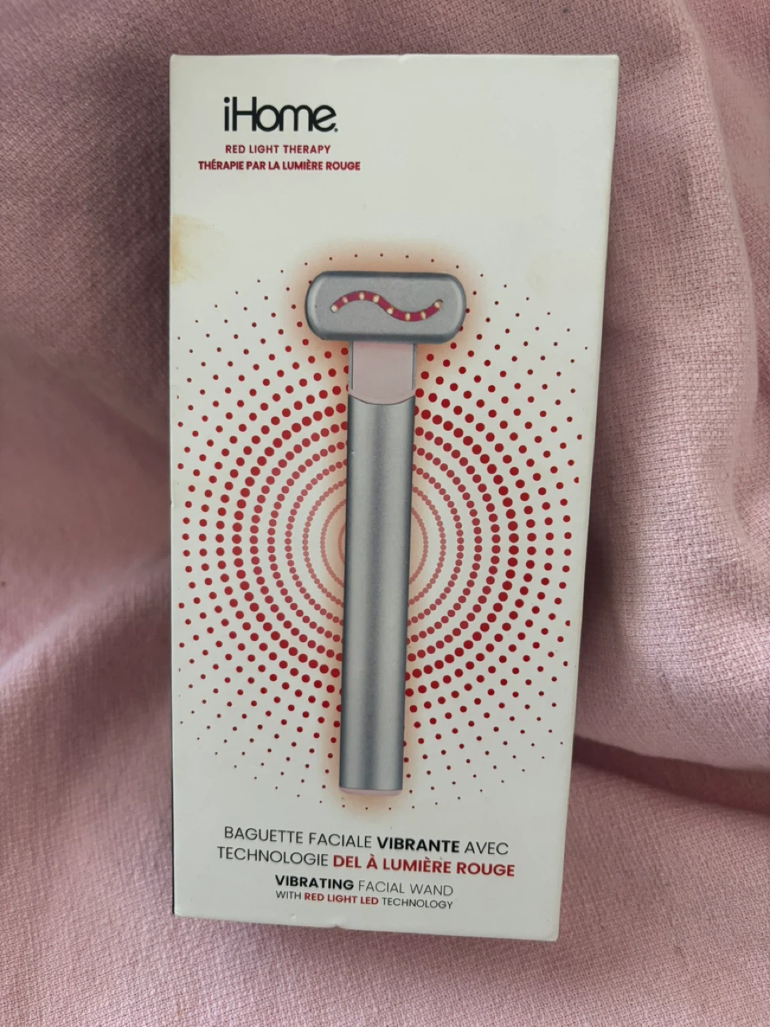 iHome Red Light Therapy Vibrating Facial Wand