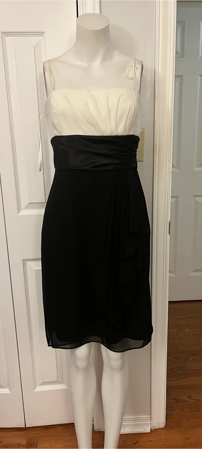 Sandra Darren Black and White Strapless Dress Size 8