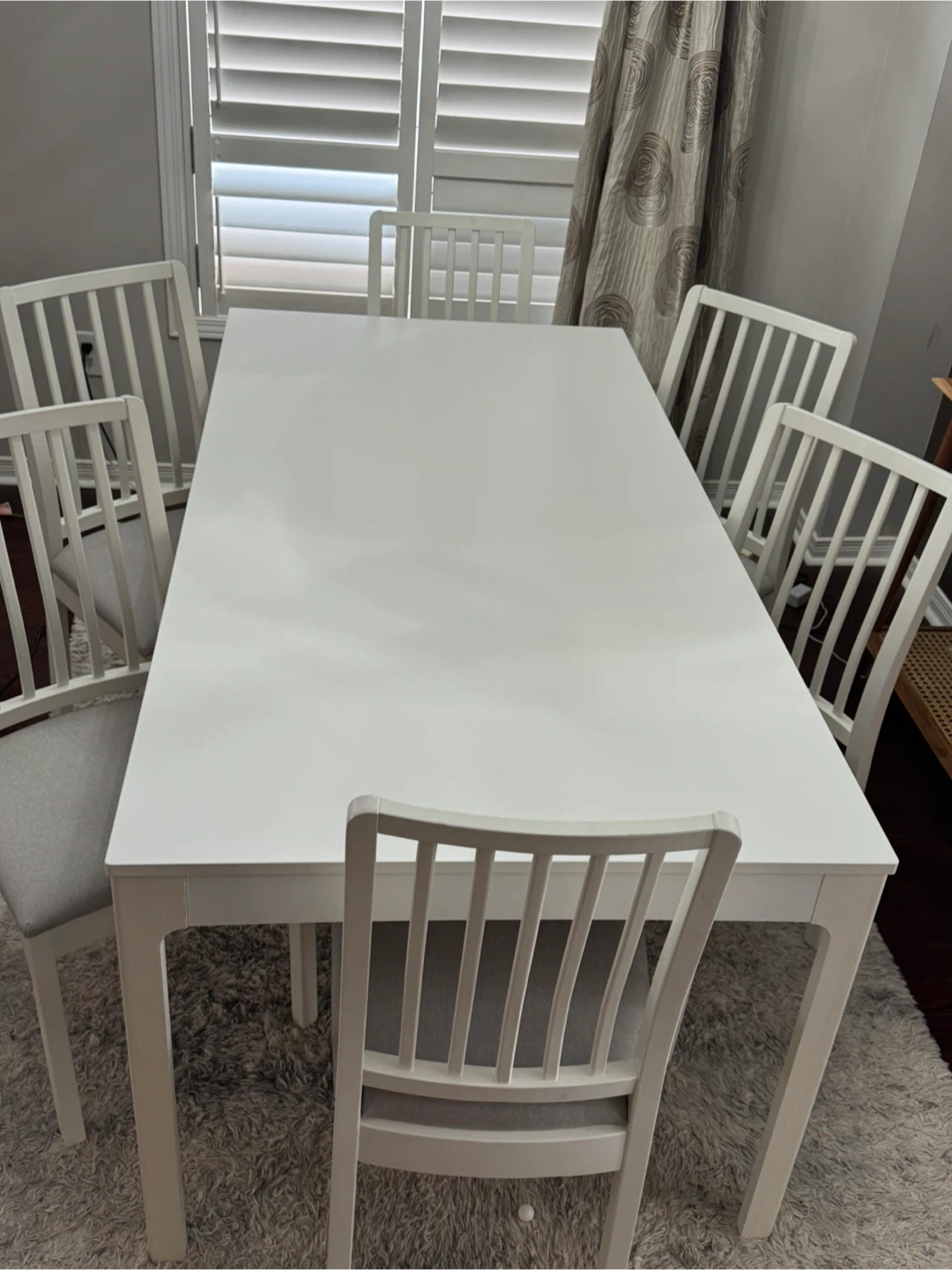 White Extendable Dining Table with 6 Chairs - photo 3