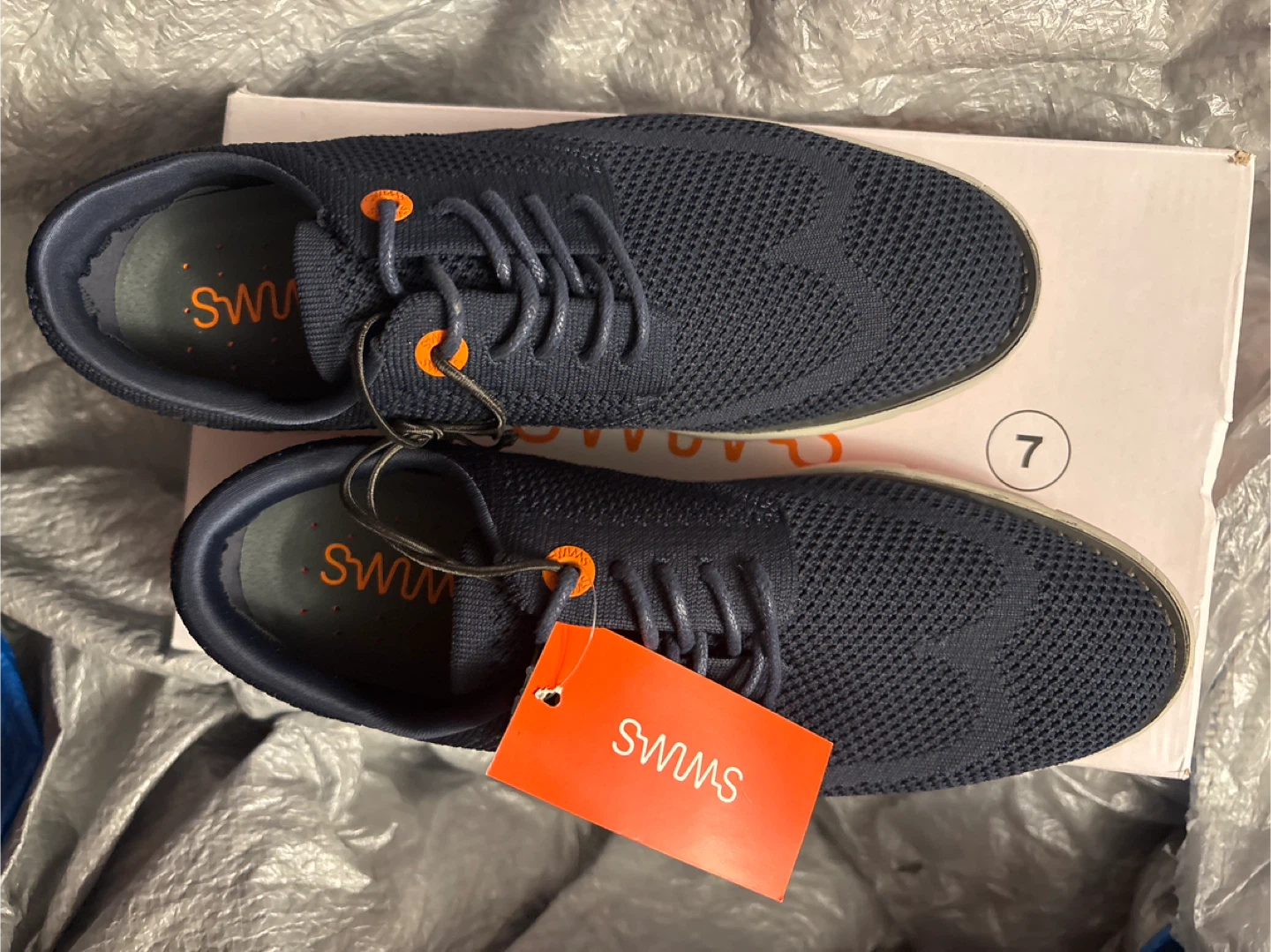 SWIMS Men's Navy Knit Lace-Up Shoes - Size 7