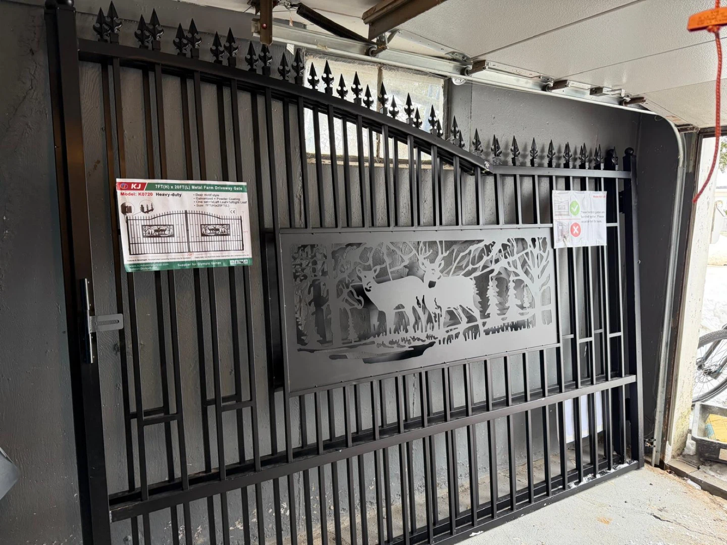 KJ 7FT(H) x 20FT(L) Metal Farm Driveway Gate - Model K0720