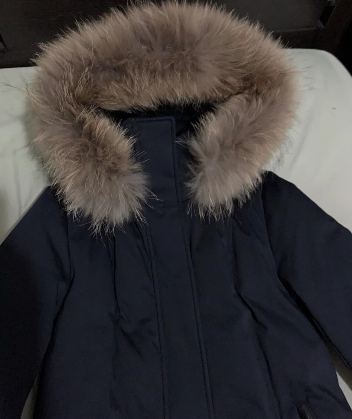 Soia and Kyo Navy Blue Puffer Coat with Fur Trim Hood - photo 3