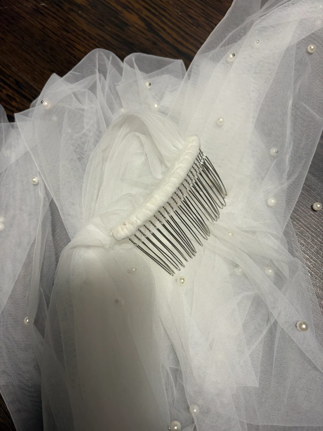 Wedding Veil with Pearls-no blusher - photo 3