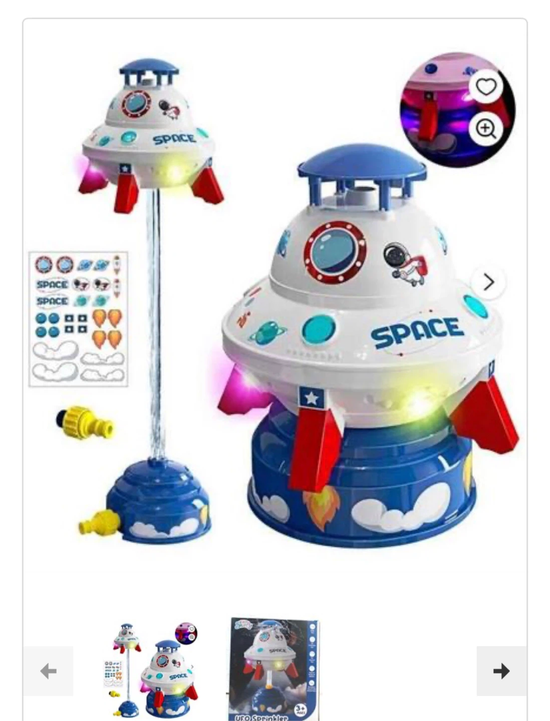UFO Sprinkler Toy with Lights and Stickers