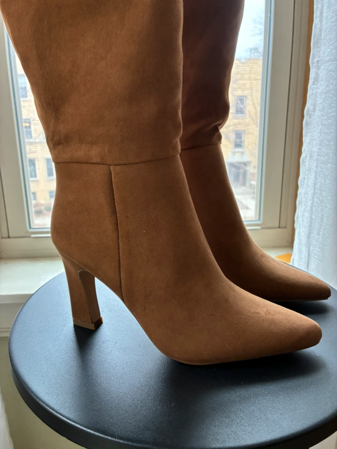 Brown Suede Pointed Toe Knee-High Boots - photo 3
