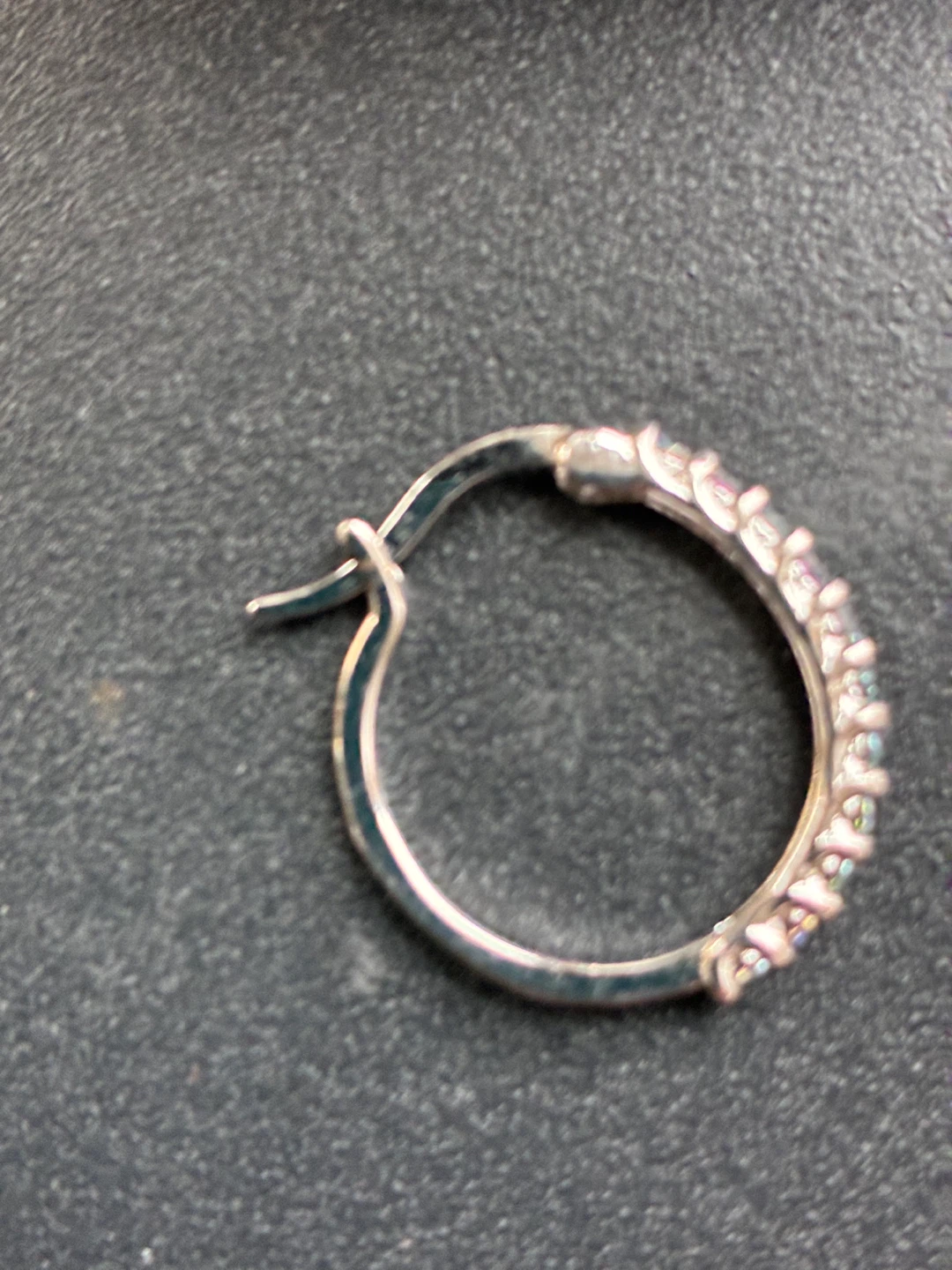 Moissanite Hoop Earrings with Rainbow Blue Gems - photo 3