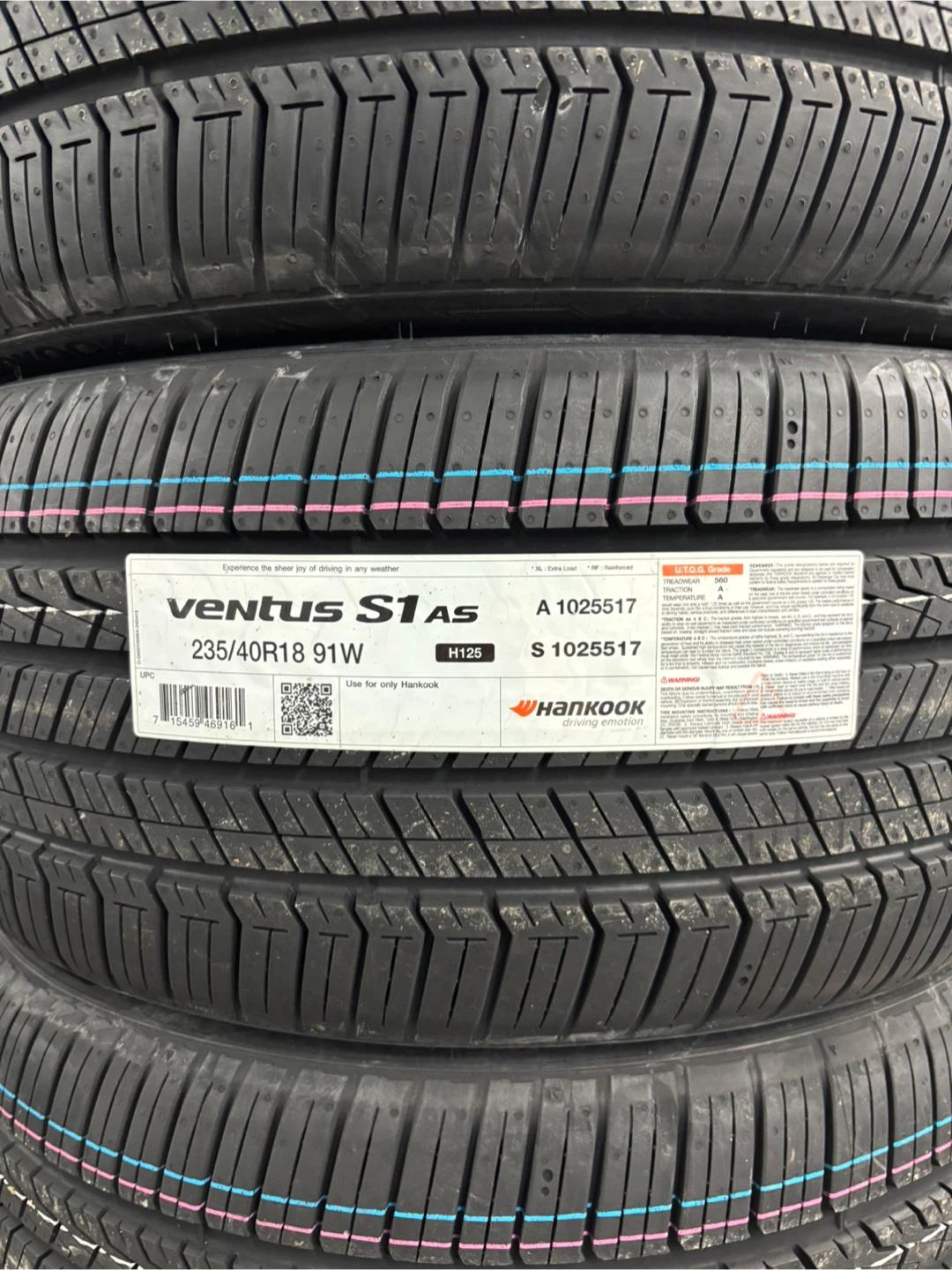 235/40R18 Hankook Ventus S1 all season - NEW set of 4 - photo 2