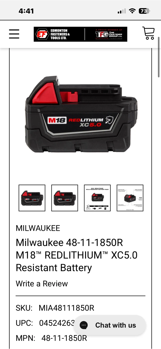 Milwaukee M18 REDLITHIUM XC5.0 Battery 48-11-1850R