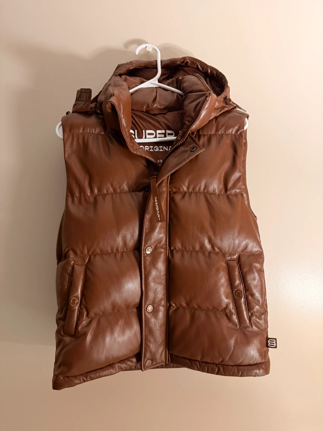 TNA Super Puffer Vest - Brown Vegan Leather - photo 2