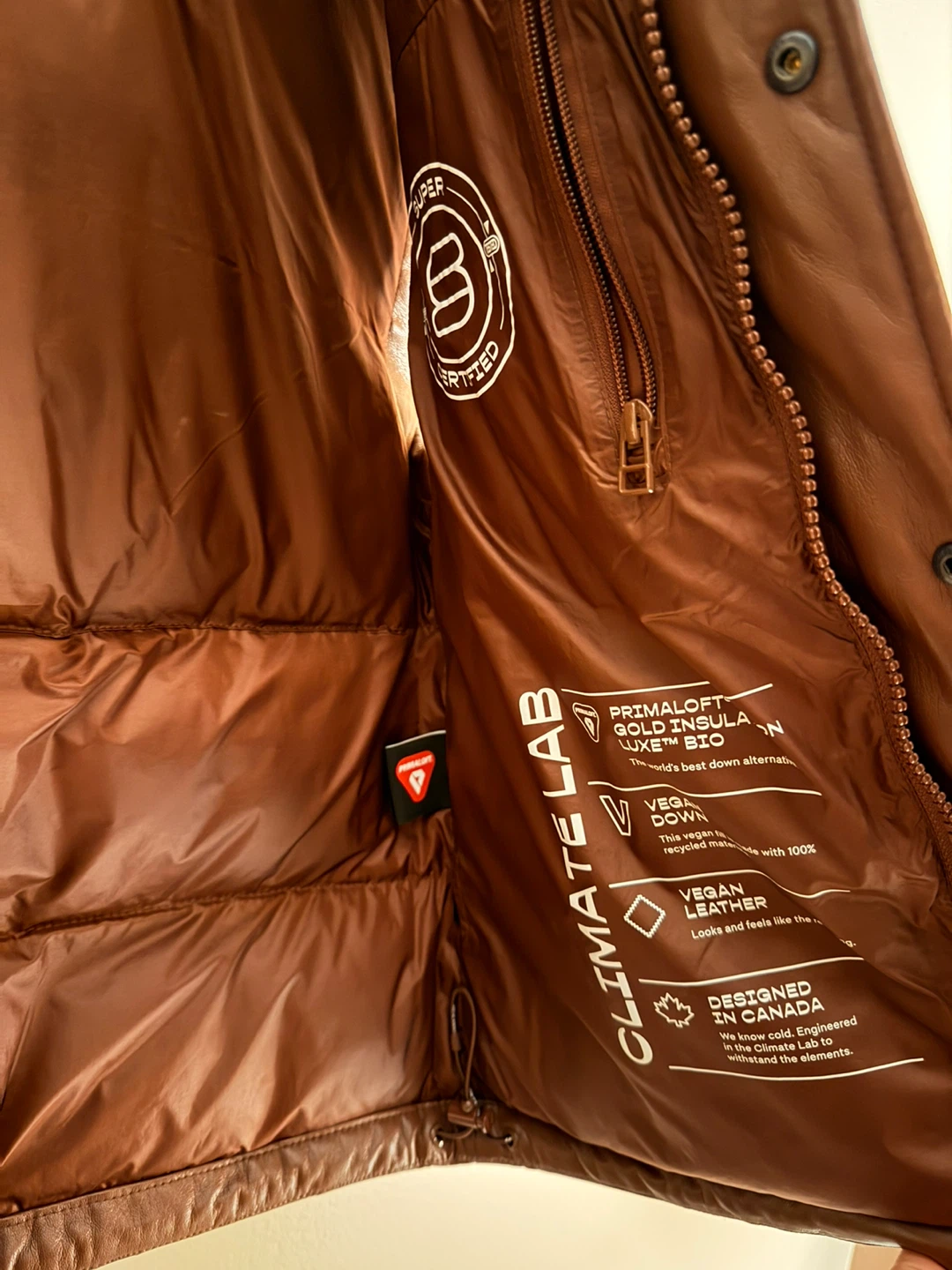TNA Super Puffer Vest - Brown Vegan Leather - photo 3