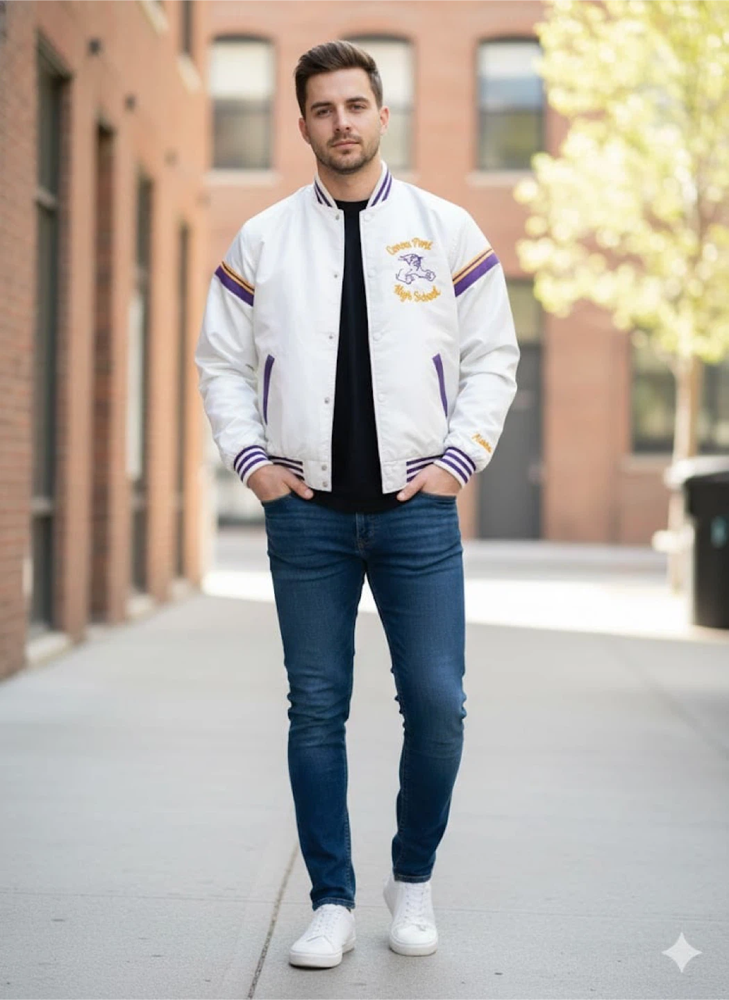White "Carson-Palms High School" Letterman Jacket - photo 3