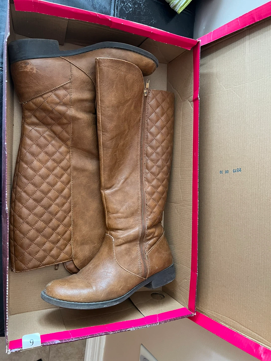 Brown Quilted Knee-High Boots size 9