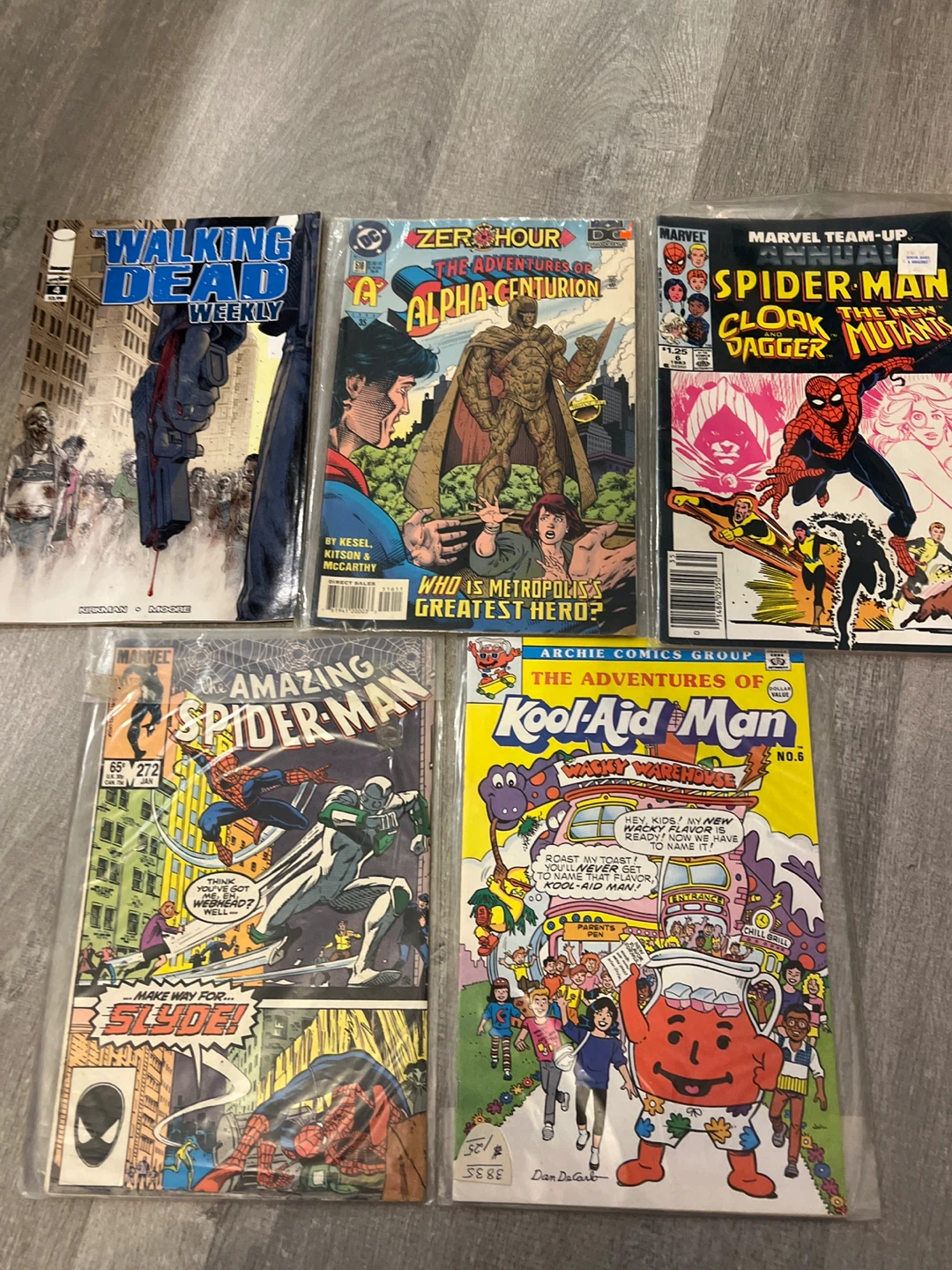 Assorted Comic- Walking Dead, Spider-Man, Kool-Aid Man
