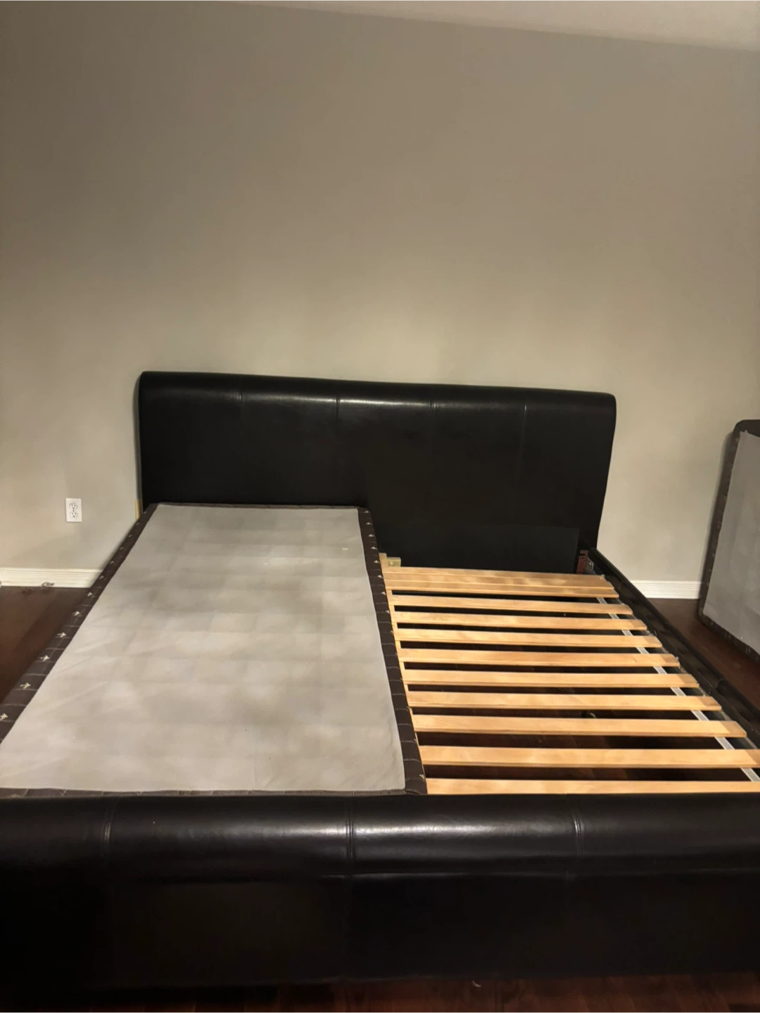 Dark brown Faux Leather king Size Bed Frame