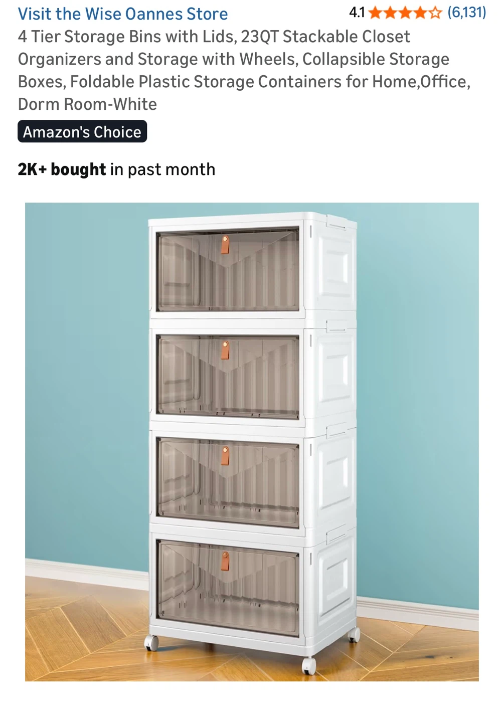 Wise Oannes 4 Tier Storage Bins with Lids