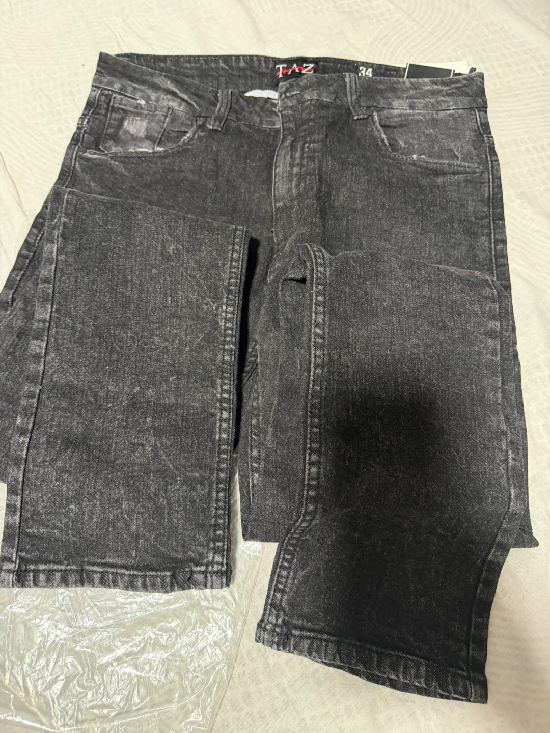 Taz Men's Thrash Jeans Size 34 Black Acid Wash
