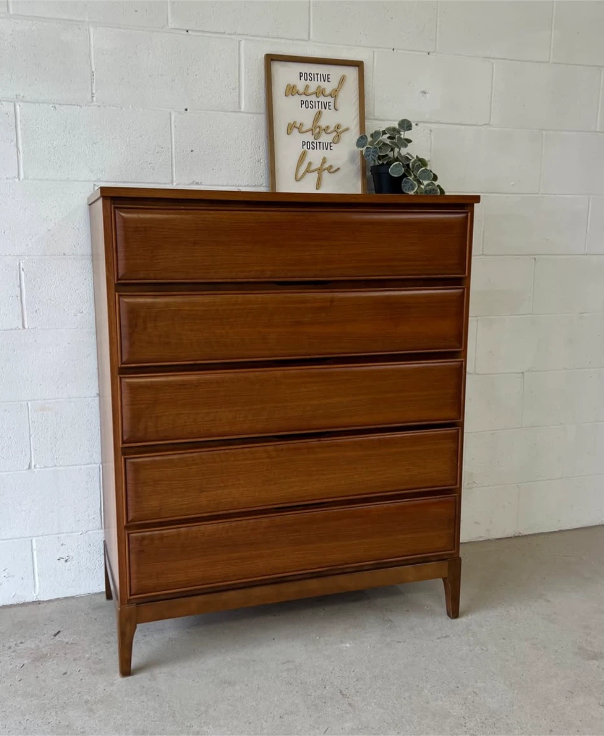 MCM Wood Dresser with 5 Drawers mid century style