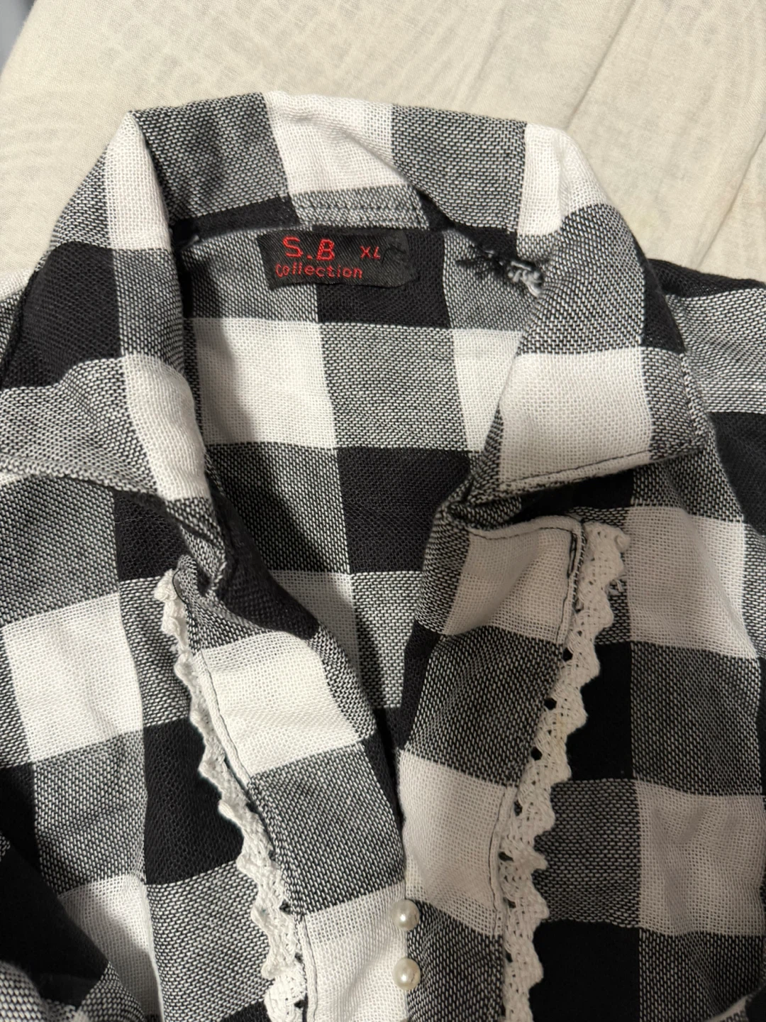S.B. Collection Black and White Buffalo Check Shirt - XL