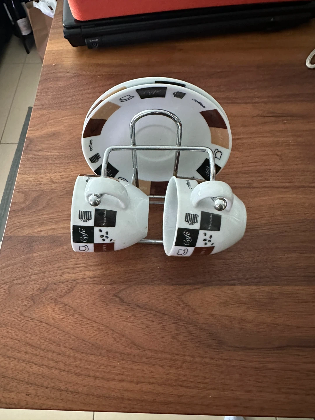 Espresso cup set with rack