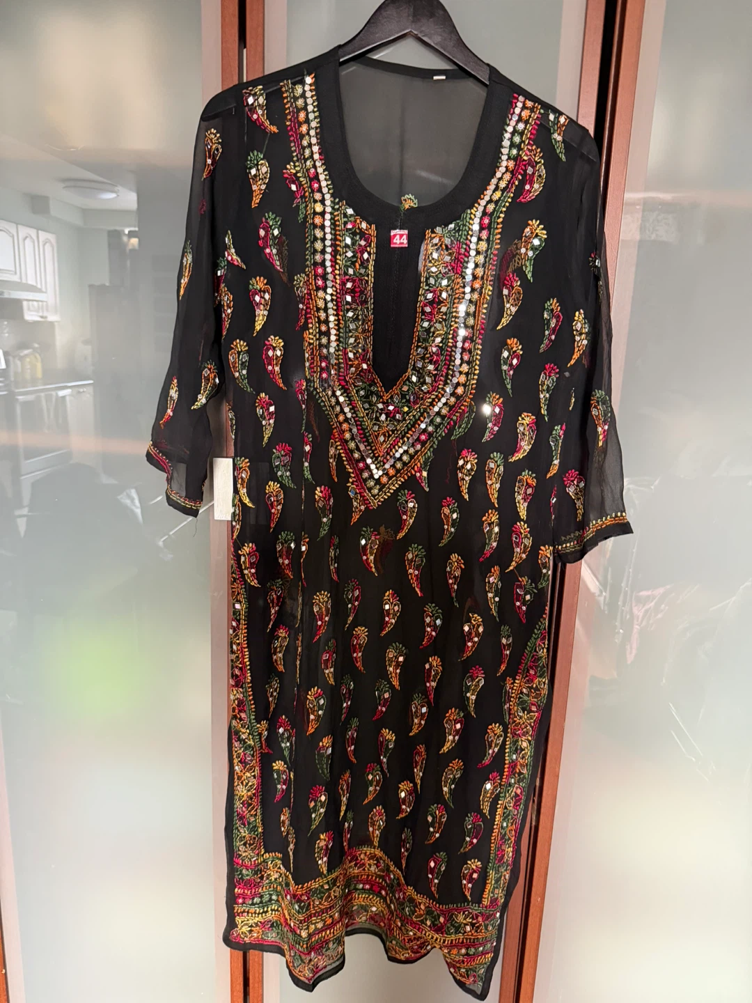 Black Kurti with Mirror Work and Embroidery