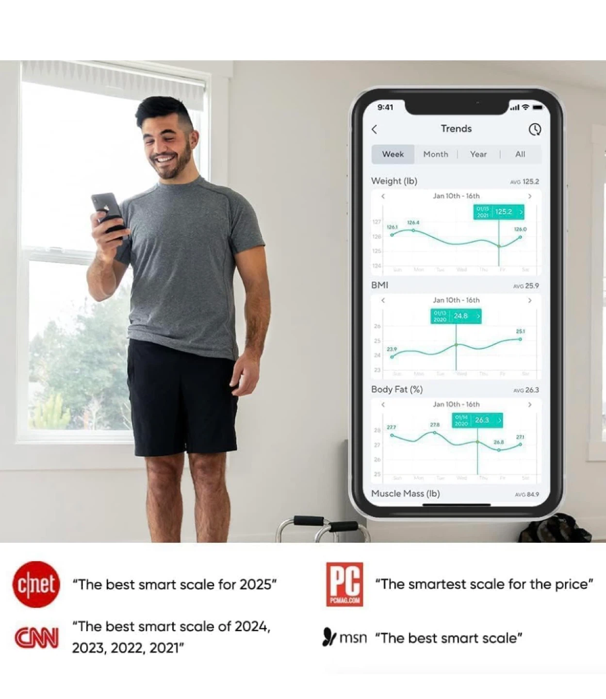 Wyze Scale X Smart Body Composition Scale - White - photo 2