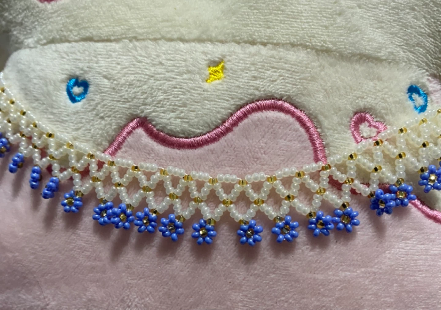 White and Blue Beaded Necklace