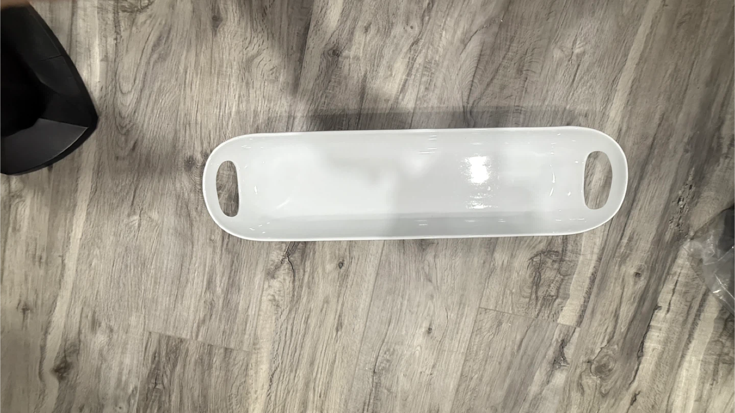 White Porcelain Serving Tray with Handles - photo 2