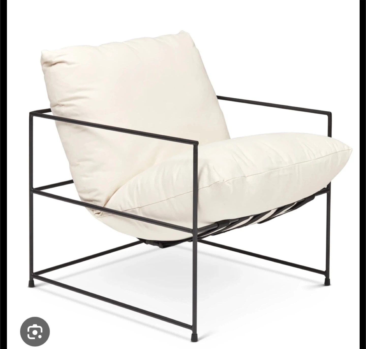 Cream Armchair with Black Metal Frame - photo 4