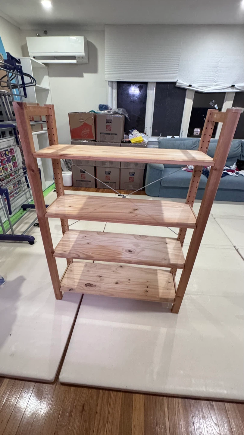 Wooden 4-Tier Shelf Unit