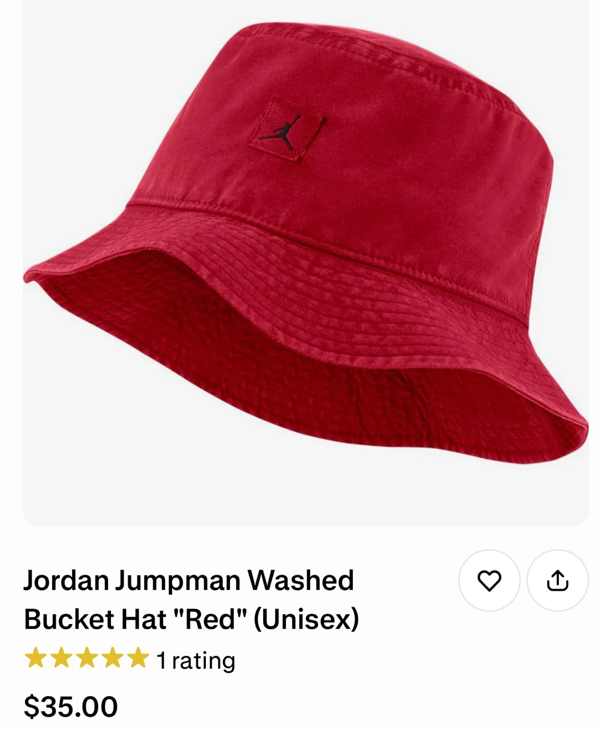Adult Unisex Jordan Jumpman Washed Bucket Hat - Red