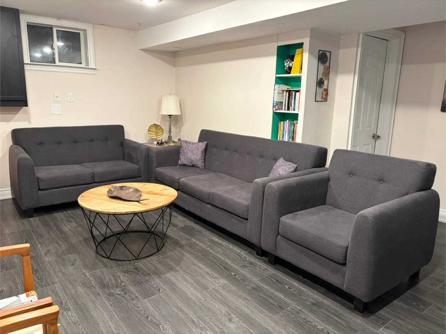 Grey Sofa Set - 3 Seater, 2 Seater, and Armchair