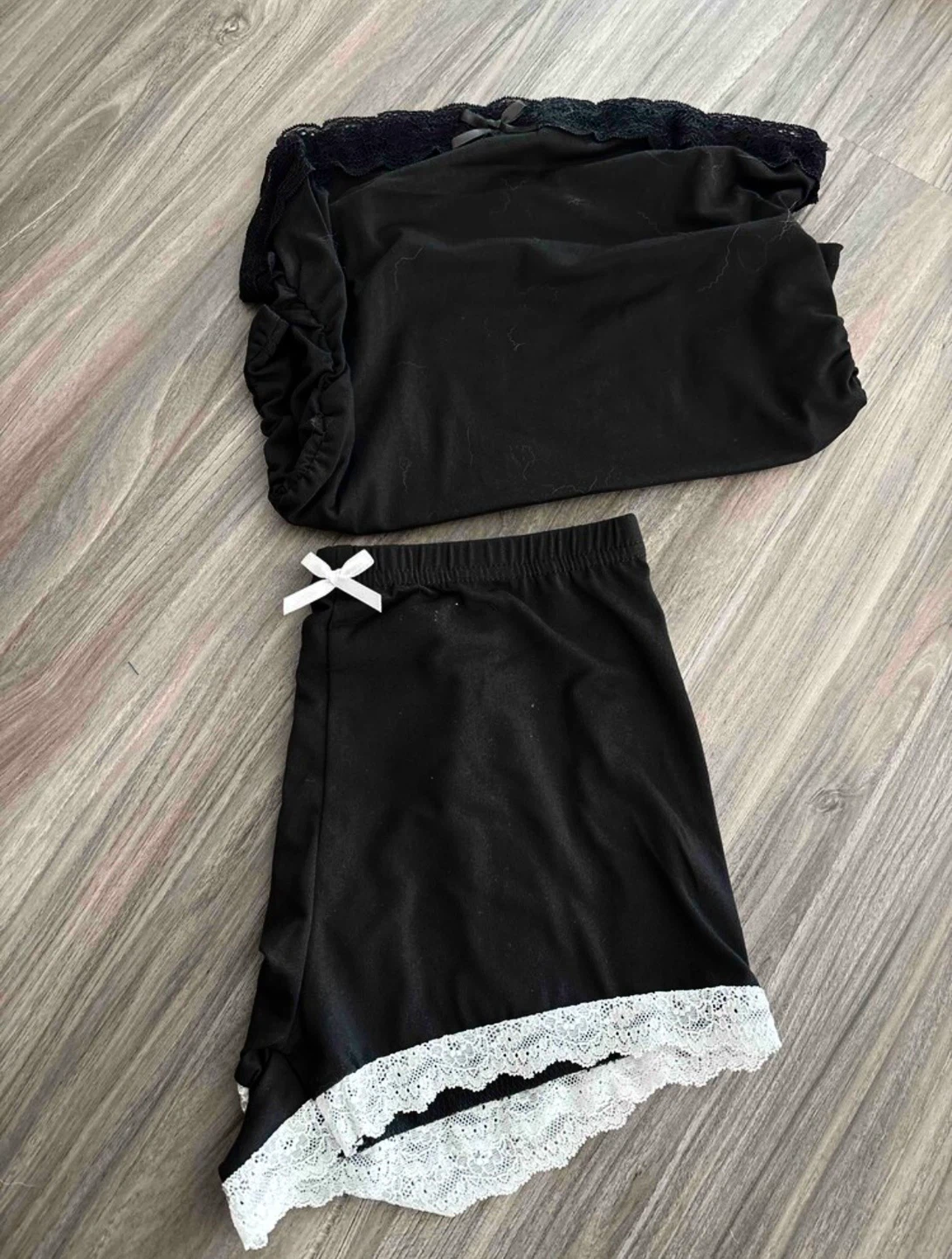✨Black lace camisole and shorts (set)
