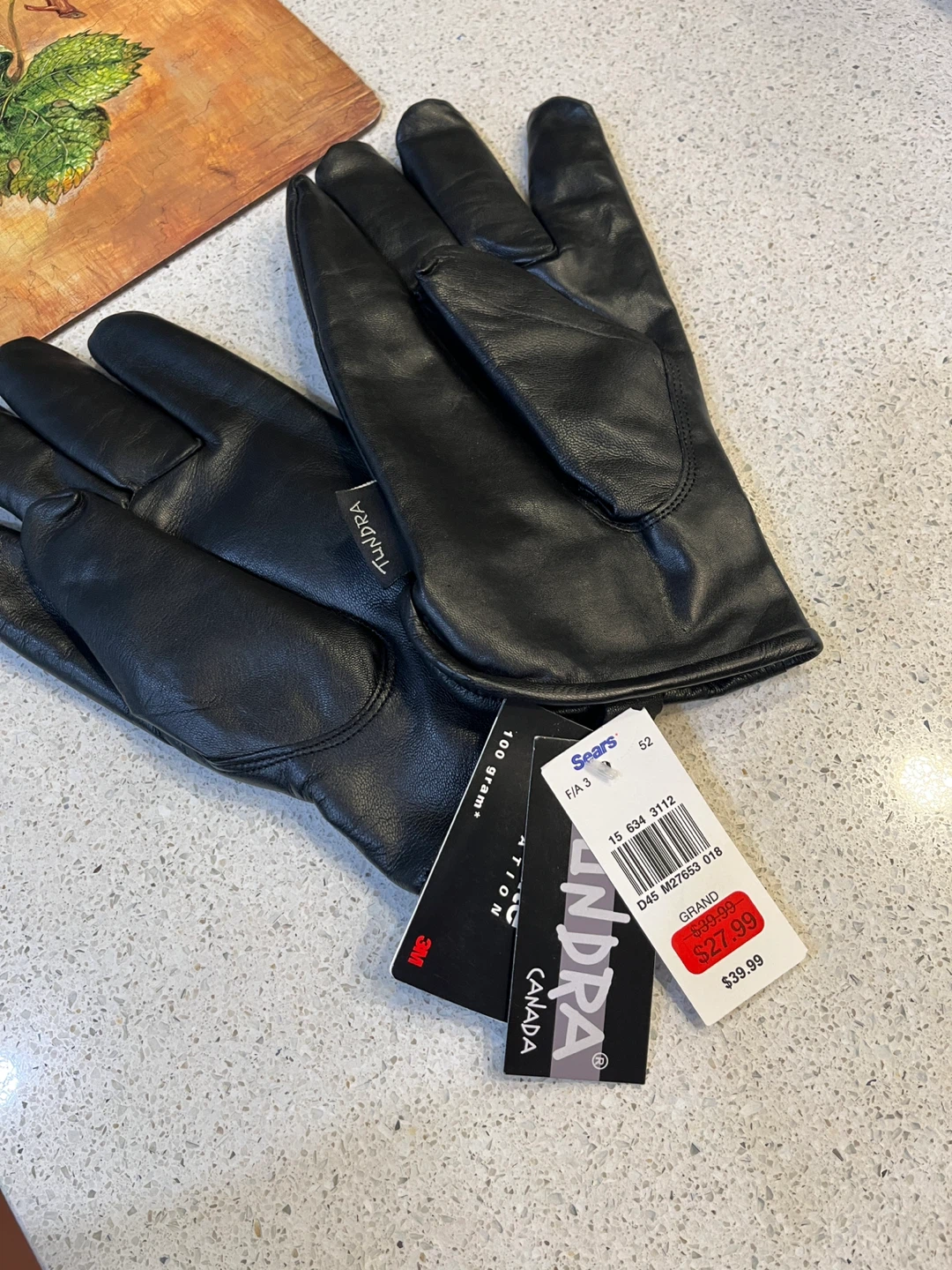 Tundra Black Leather Gloves