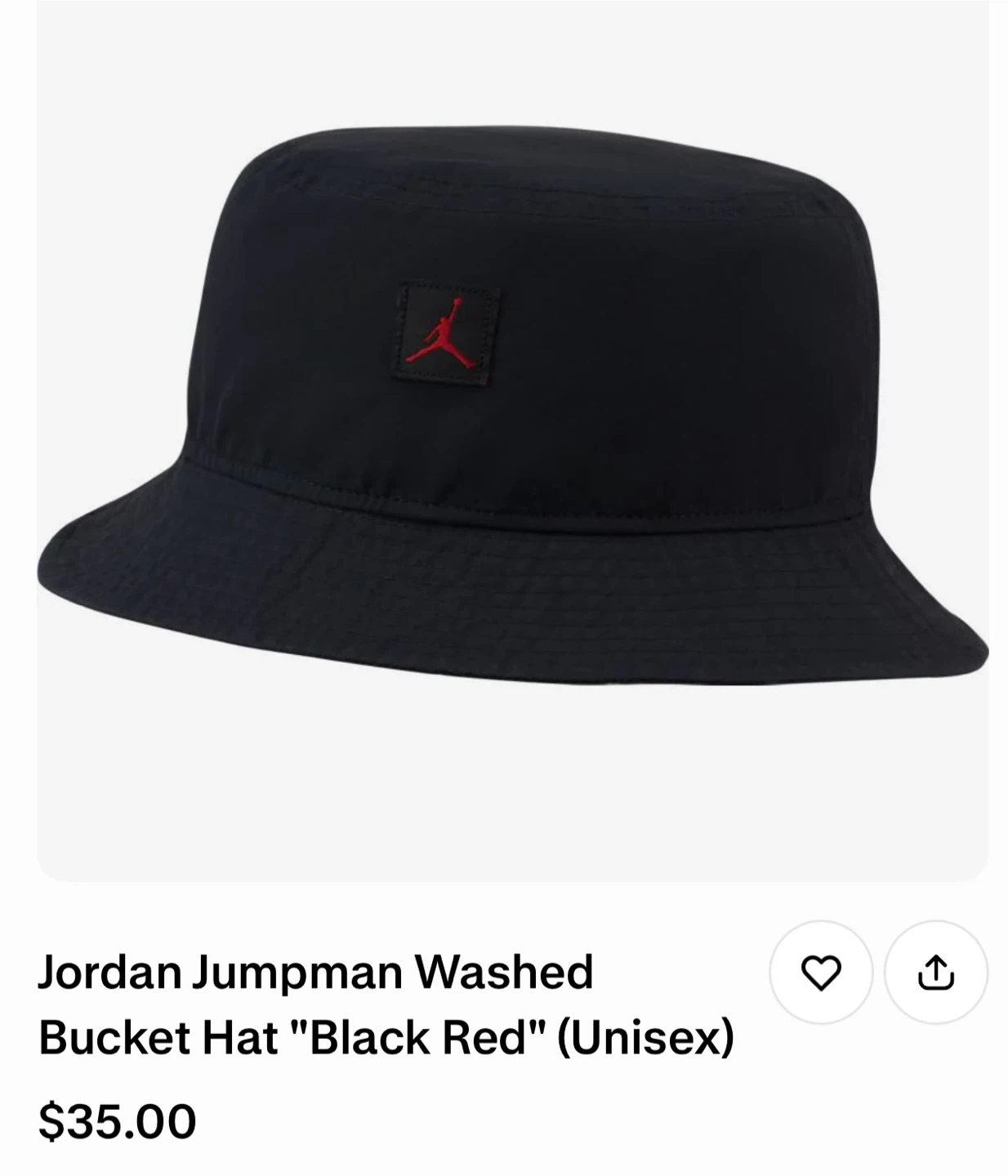 Adult Unisex Jordan Jumpman Washed Bucket Hat Black Red M/L - photo 4