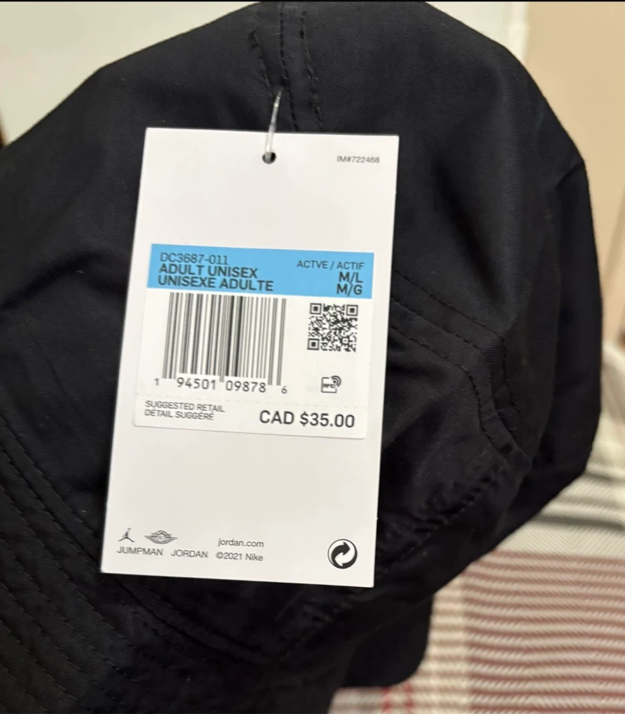 Adult Unisex Jordan Jumpman Washed Bucket Hat Black Red M/L - photo 3