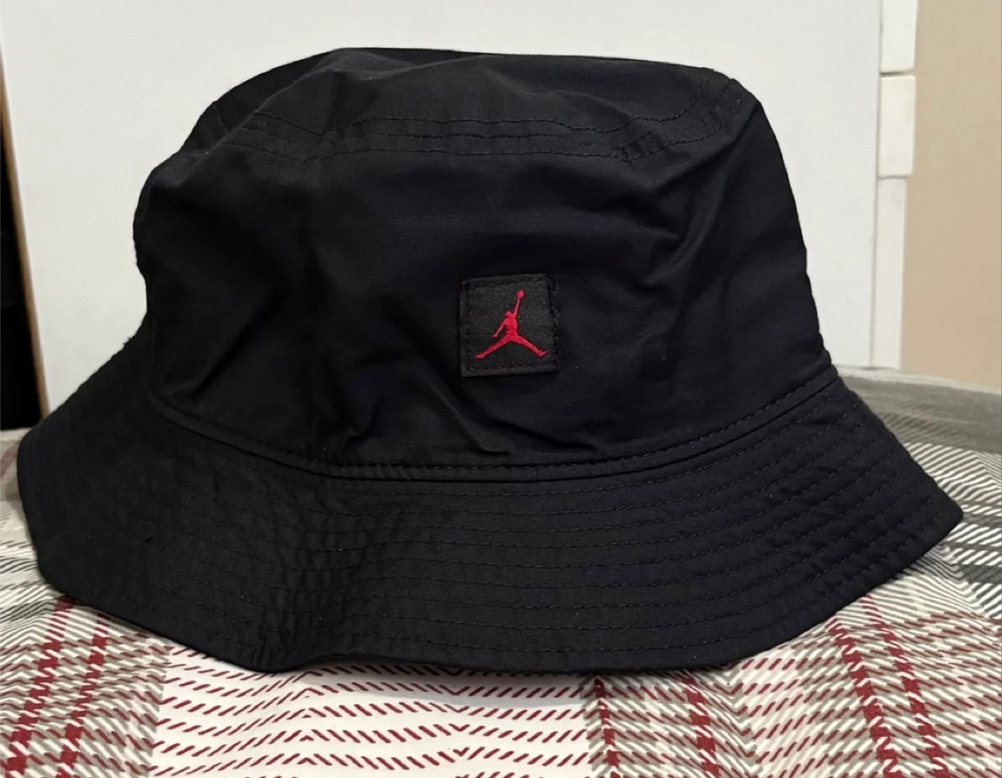 Adult Unisex Jordan Jumpman Washed Bucket Hat Black Red M/L
