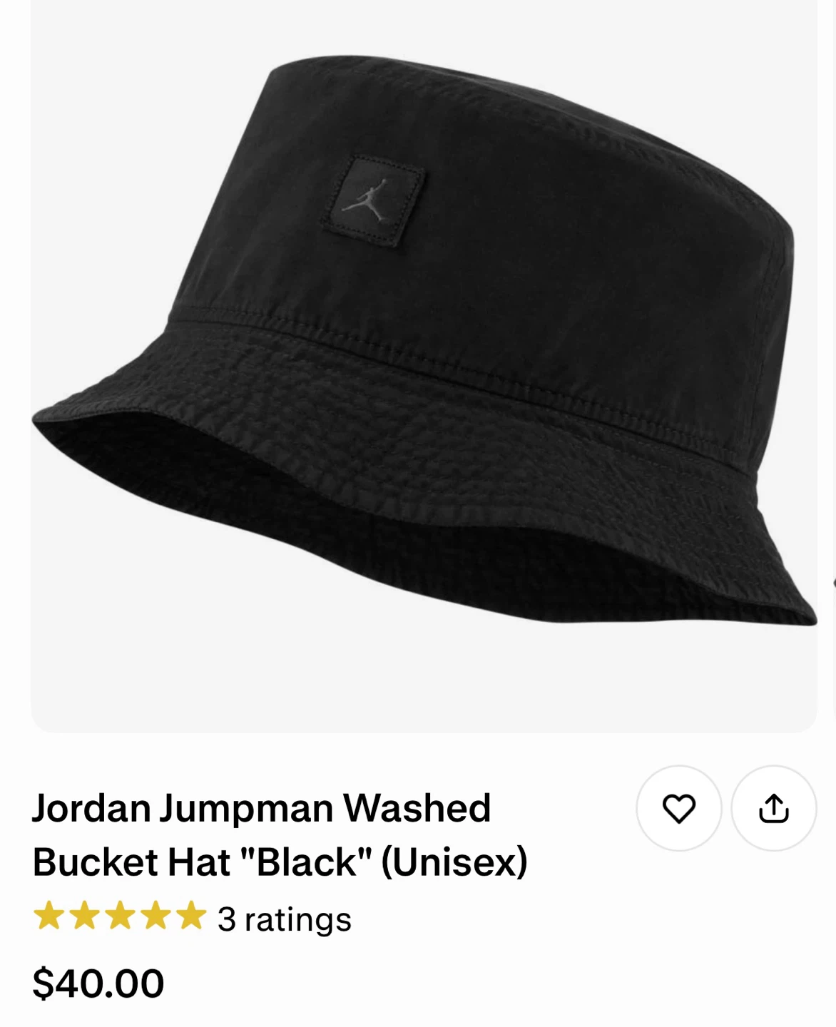 Adult Unisex Jordan Jumpman Washed Bucket Hat - Black