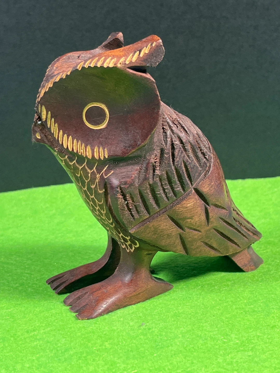 Hand-carved wooden owl figurine - photo 2