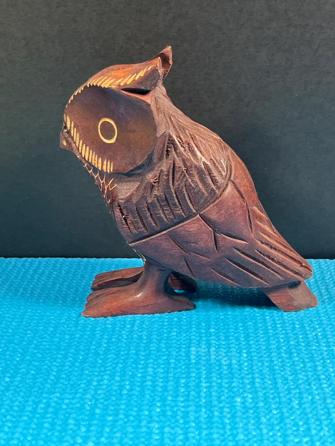 Hand-carved wooden owl figurine - photo 5
