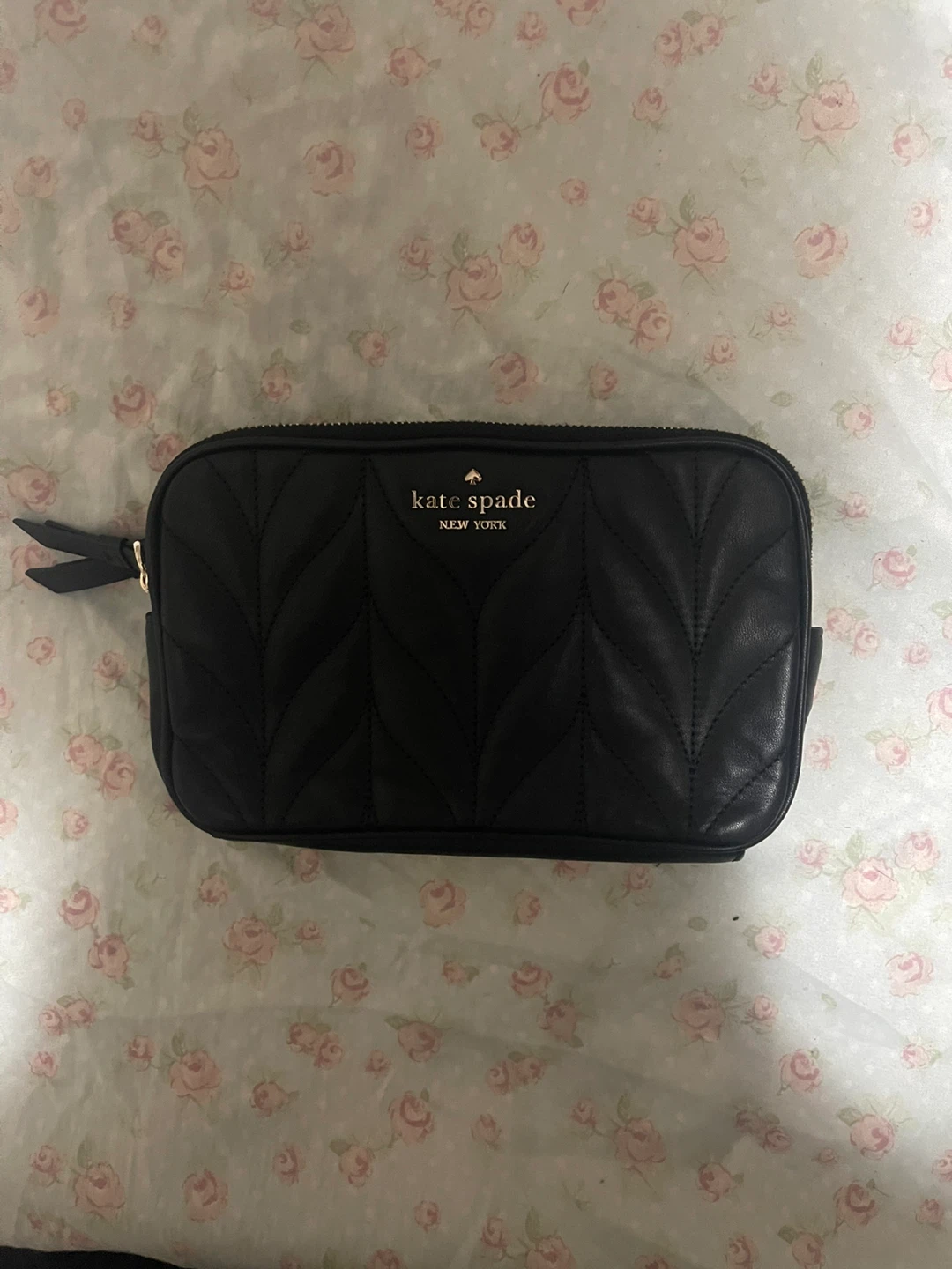 Kate Spade Black Quilted Cosmetic Bag
