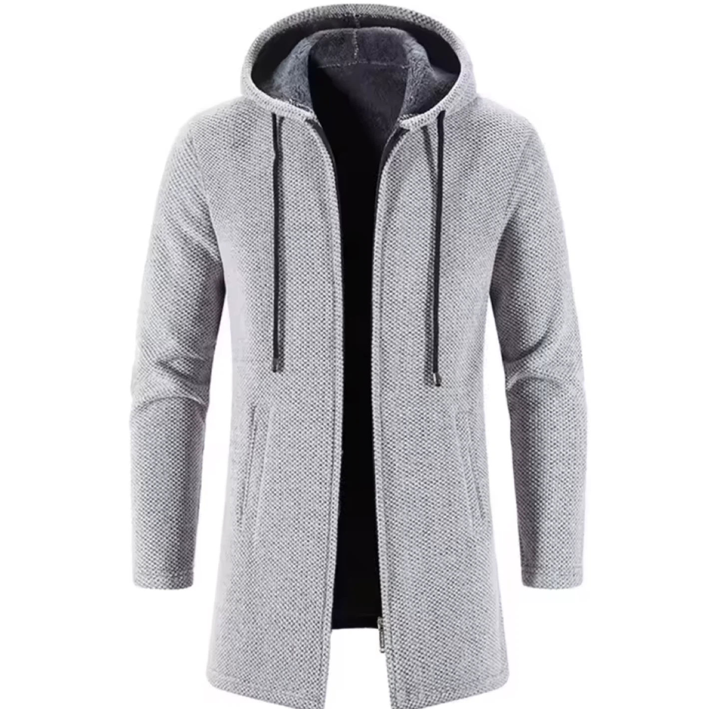 Men's Grey Hooded Cardigan Jacket - photo 2